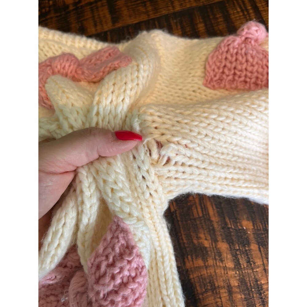 Altar'd State Sweater Womens Medium Chunky Knit Cardigan Pink Bow Cute Cozy Pull - Picture 6 of 8